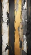 Placeholder: Hyper Realistic black & golden grungy multicolored broken wooden planks with rustic marble texture & vignette effect