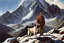 Placeholder: A perfect man and his pug standing on the top of Mount Everest painted by Poul Anker Bech.