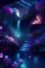 Placeholder: beautiful fairy land in space,night lights,flowers,river,waterfall,trees