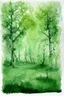 Placeholder: from mathematical light to living forest; ink wash in several shades of green