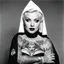 Placeholder: (high res photo by Russ Meyer) the tattooed Marilyn gangsta nun
