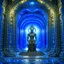 Placeholder: dorment ancient godlike chat robot in the style of giger, in front of teleporter portal to the sea in an underground grove, in the style of dali, 8k, down-light, soft light, depth of field, photo realism, trending on art station, high detail