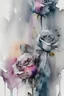 Placeholder: Abstract wet watercolour, grey bright colours roses