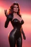 Placeholder: Raquel Welch as evil queen in black leather gown, angry, busty, curvey, cleavage, unreal 5, octane render,cinema4d, dynamic lighting, dramatic lighting, 4k, redshift render, highly detailed, hyper realistic