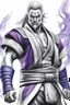 Placeholder: masterpiece, best quality, Heihachi Mishima from Tekken as Jecht from Final Fantasy X, brave, in the style of Final Fantasy X, , in the style of Tetsuya Nomura, duotone only purple and white, professional quality drawing, ultra detailed, only pencils