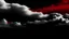 Placeholder: An almost black, ultra minimalist and abstract photo of a red, black and white clouds landscape.