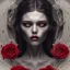 Placeholder: Mystery scary VAMPIRE,Ambiance dramatique, dramatic lighting, volumetric lighting, hyperrealisme, 8k, high quality, lot of details, fit within portrait , black and red roses , alan parker , anna dittman ,