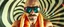 Placeholder: through pin hole pic camera, hot dog commercial caravan magic, blissfull genious, ultra chromatic, cyber jobe, flying yoga magic , lawn mover man movie character, portrait of upper body of cool transparent guy made with nano tape and with shades and mustache and bald head, saw blade beholder eye tyrant flating beholder kin with eyes on each saw blade tooth saying something profound, hypnotic zebra twirl background, with chrome reflections, like he is floating in a giger cartoon