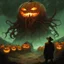 Placeholder: Lovecraftian Jack-O-Lantern Yog-Sothoth monster looming over a barn, by Otto Rapp, by Jeremy Mann, by Mike Dubisch, harvest moon, expansive color illustration surreal horror masterpiece; dramatic, deep red-black-orange colors.