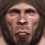 Placeholder: Photorealistic Neanderthal man with lips that are too big