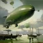 Placeholder: A grayish green sky with airships painted by John Singer Sargent