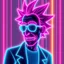 Placeholder: Holographic Vaporwave Glitch, 3D hologram of Rick Sanchez, glowing line