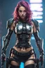 Placeholder: Full body image of a army cyberpunk cyborg beautiful super model girl,good body,lighting background