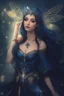 Placeholder: Midnight blue,Dark blue hair,night,dark fairy princess ,elven crown,elven ears,sparkle,glitter,gold armor,dragonflies,rapunzel hair,water lilies