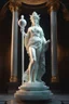 Placeholder: highly detailed marble and jade statue on a plint of the roman goddess of the sun. sun halo around head. face of a model. beautiful legs. beautiful feet. big bosom. full body shot, volumetric fog, Hyperrealism, breathtaking, ultra realistic, unreal engine, ultra detailed, cyber background, Hyperrealism, cinematic lighting, highly detailed, breathtaking, stunning temple environment