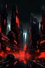Placeholder: pos-apocalyptic cyberpunk city in the year of 2222, abstract black painting, illuminated red neon, concept art, dark, high contrast, make it as a sticker