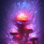 Placeholder: Spherical Frost metal magic armoured pink lightning Mycelium giant blob red MUSHROOM flower BURNING IN BLUE FLAMES hellfire abyss stars SPACE lANDSCAPE