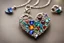 Placeholder: Coloured glass heart necklace and earring set with gemstones, glittering metal stems and gemstone leaves sharp focus elegant extremely detailed intricate very attractive beautiful dynamic lighting fantastic view crisp quality exquisite detail gems and jewels S<AI in sunshine Weight:1 Professional photography, bokeh, natural lighting, canon lens, shot on dslr 64 megapixels sharp focus Weight:0.9