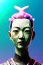 Placeholder: portrait, Asian cyborg woman, samurai warrior :: symmetry photography, cyberpunk style, pink hair, wires conveying, perfect eyes, samurai helmet, tiger mask, black samurai army, katana, japanese traditional ornaments, pink, white, black, glow eyes, cinematic, Ultra realistic, dark scene, soft color, highly detailed, unreal engine 5, RTX, ultra detail, 3d, finely drawn, high definition.