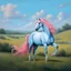 Placeholder: a pink horse like a 19th painting