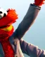 Placeholder: hybrid character, Elmo muppet head, real man body, human arms and hands, Shirt and tie, concept art, smooth, unreal engine 5, god lights, ray tracing, RTX, lumen lighting, ultra detail, volumetric lighting, 3d, finely drawn, high definition, 4k.