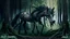 Placeholder: monster horse with claws and fangs in woodland