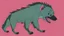 Placeholder: Cute chibi hyena dog chasing its own tail, cartoony, colorful, exaggerated, simplified, adorable