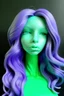 Placeholder: Purple girl face with rubber effect in all face with mint long rubber effect hair