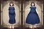 Placeholder: full body of a brown haired anime manga pregnant girl in dark blue dress with eyeglasses