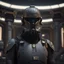 Placeholder: star wars bald male corellian pilot wearing dark gunmetal grey and black First Order special forces TIE pilot armored flightsuit and helmet with gold trim inside the jedi temple, centered head and shoulders portrait, hyperdetailed, dynamic lighting, hyperdetailed background, 8k resolution, volumetric lighting, light skin, fully symmetric details