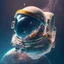 Placeholder: astronaut helmet floating in space