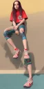 Placeholder: Billie Eilish, legs, photorealistic illustration, 4k