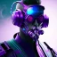 Placeholder: cyberpunk purple masked villain in galaxy, teal and purple smoke, detailed, realistic, 4k