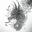 Placeholder: Pencil Sketch a composition where smoke transforms into a mythical creature, intertwining with intricate patterns formed by crushed weed leaves, creating a visually captivating and balanced artwork.