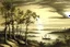 Placeholder: watercolor ,landscape, detailed, colorize, white background, in the style of Martin Johnson Heade