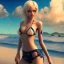 Placeholder: Sexy anime blonde, stormy seas, two people, Aaron Carter, romance, romantic, water, swimming, DAZ3D, soft lips, cinematic lighting, studio lighting, shine, 4K, fantastic view, girls at beach with her.