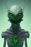 Placeholder: green alien, head, evil, black eyes, silver teeth, weapons, blood, 8k, finely detailed, photo realistic, HR Giger style