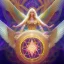 Placeholder: sacred geometry - subliminal angels of light love essence colourful, realistic, tones of norse mythology, elements of mysticism and unknowing, with a feeling of having something - hypothetically - to fall back on with more subliminal angels encased within geometric patterns