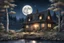 Placeholder: 3d render, night sky, huge bright moon, stars, very beautiful village house by the lake, two white birches, highly detailed, bright rustic landscape, botanical realism,Watercolor plus pencil, a masterpiece of highly artistic and digital painting, a work of art, a lot of details, sharp focus, hyperdetailing, huge drawing along the contour with ink, hyperrealistic, thin lines, botanical art, bright colors, gently, Perfect reflexes, a game of shadows, beautiful, dark botanical Claudt Monet,Mqrtin