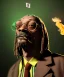 Placeholder: Snoop Dogg, burning cigar with dollars, jungle background, hyper realistic