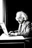 Placeholder: albert einstein in with laptop