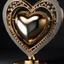 Placeholder: A magnificent golden and silver heart-shaped sign adorned with a stunning golden sphere encrusted with sparkling diamond clusters at its center, elegantly spinning in position.