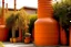 Placeholder: An orange colored plasma plant facility designed in African pottery painted by Georges Seurat