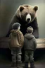 Placeholder: Behind two boys a bear