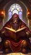 Placeholder: Design a hearthstone card of someone reading a sacred book