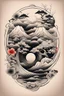 Placeholder: Create a captivating modern 2d Japanese tattoo design for print , using the elegant influences of japan art style, for print, dynamic elements from fashion and design, and bold Japanese art aesthetics, framing centered in the center, distanced from the edges of the paper perimeter, perfect anatomy, bauhaus, Divine Proportion,