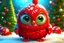 Placeholder: a cute cute little bug-eyed Santa megafowl kawaii smiley in a red jacket and Christmas tree with colorful trimmings, star on top of tree, gifts, toys in the snow. high resolution, 64k, detail rendering, high quality, fantasy, soft warm lighting, fluffy eyelashes, macro photography, 3D rendering, hyperrealism, hyperesthetic, sharpen, CGI