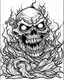 Placeholder: create a 2d black outline, "scary psycho monster with half of face with deformation on face and psycho smile and corrupted thorn coloring book for adults", coloring page, low details design, black contour, coloring page design, coloring page for adults,horror background, black contour and white space beetween contour, same contour,sketch style, horror style, creepy style, minimalist, halloween background,simple