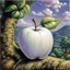 Placeholder: fantasy 90's tcg art of a white apple