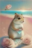 Placeholder: adorable chipmunk holds a diamond, roses on the beach, soft rounded edges, gentle, serene, magical, pastel colours, dynamic lighting, a masterpiece, surreal, Catrin Welz Stein style in sunshine